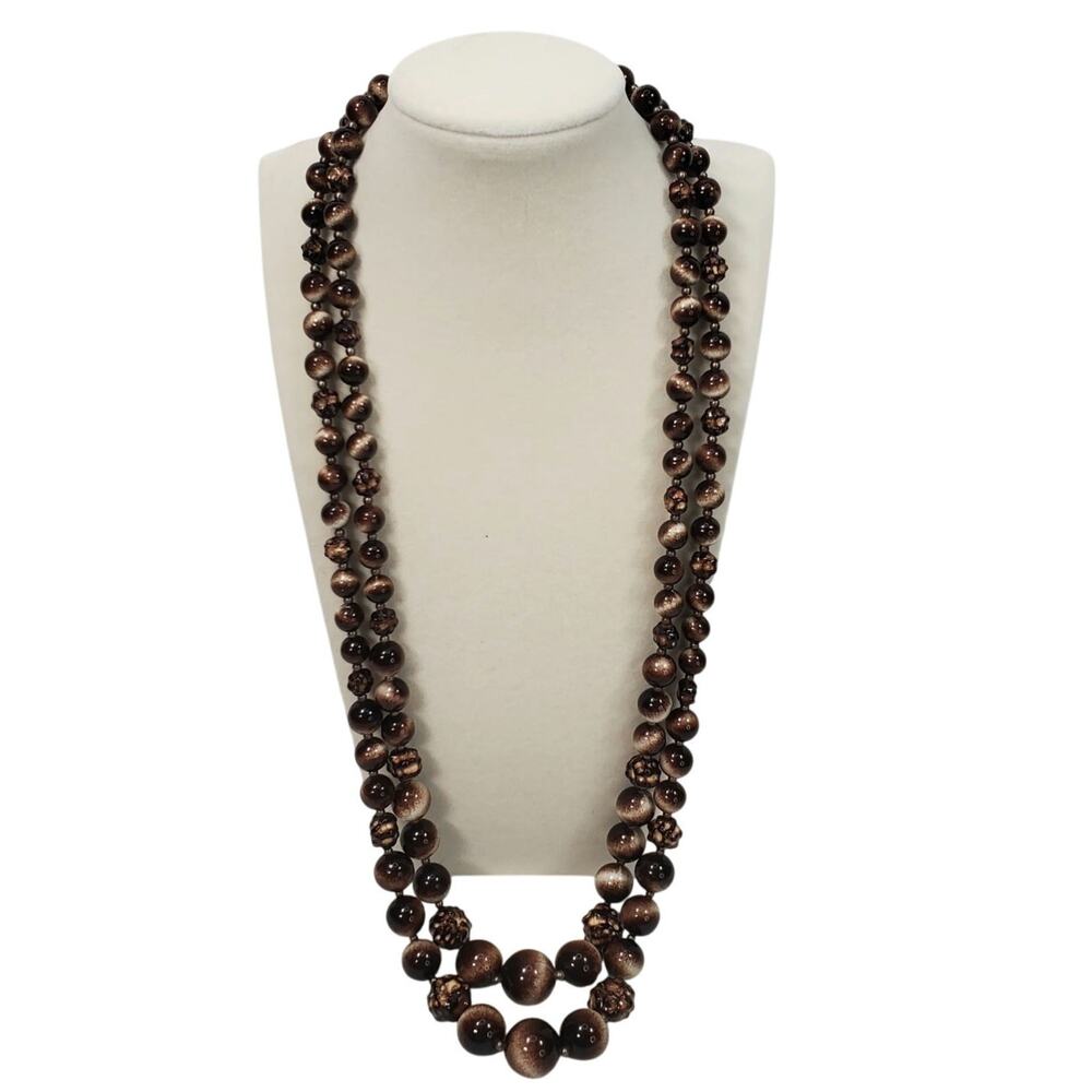Double Strand Bead Necklace 13" Vtg Boho Bohemian